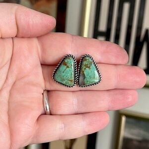 Turquoise and Rope Stud Earrings